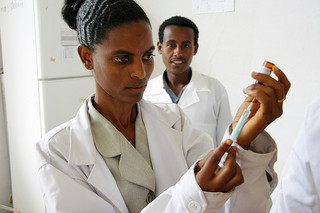 Preparing a measles vaccine in Ethiopia